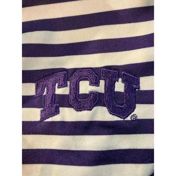 Nike Golf Dri Fit Men's Embroidered TCU Horned Frogs Purple Stripe Polo Top XXL - Picture 6 of 7